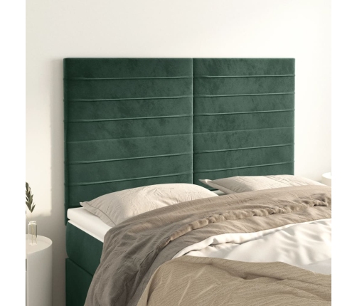 Cabeceros 4 unidades terciopelo verde oscuro 72x5x78/88 cm