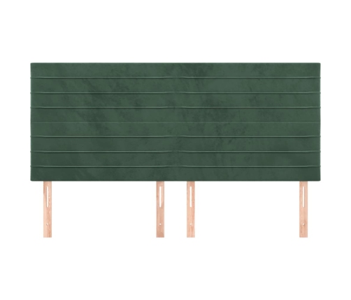 Cabeceros 4 unidades de terciopelo verde oscuro 80x5x78/88 cm