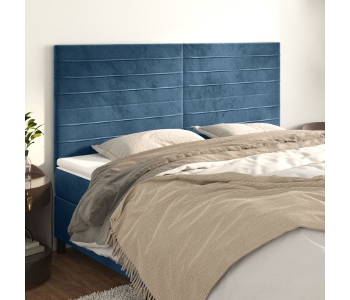 vidaXL Cabeceros 4 unidades de terciopelo azul oscuro 90x5x78/88 cm