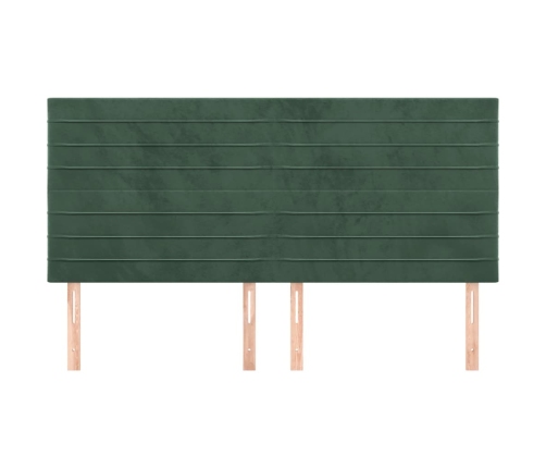 vidaXL Cabeceros 4 unidades de terciopelo verde oscuro 100x5x78/88 cm