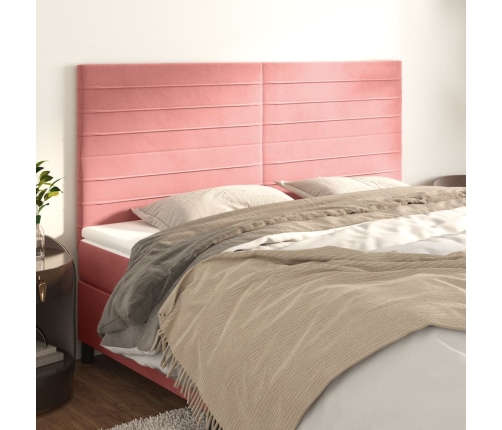 vidaXL Cabeceros 4 unidades de terciopelo rosa 100x5x78/88 cm