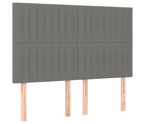 vidaXL Cabeceros 4 unidades tela gris oscuro 72x5x78/88 cm