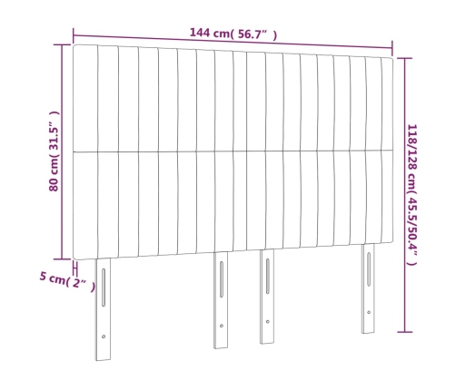 vidaXL Cabeceros 4 unidades tela gris oscuro 72x5x78/88 cm