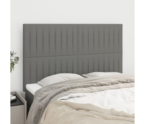 vidaXL Cabeceros 4 unidades tela gris oscuro 72x5x78/88 cm