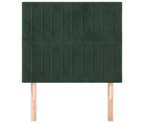 Cabeceros 2 unidades de terciopelo verde oscuro 80x5x78/88 cm