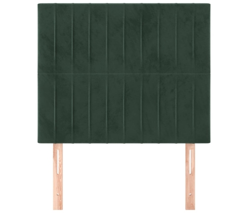 Cabeceros 2 unidades de terciopelo verde oscuro 90x5x78/88 cm