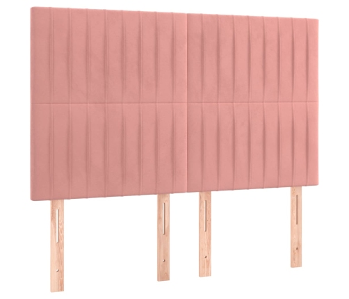 Cabeceros 4 unidades terciopelo rosa 72x5x78/88 cm