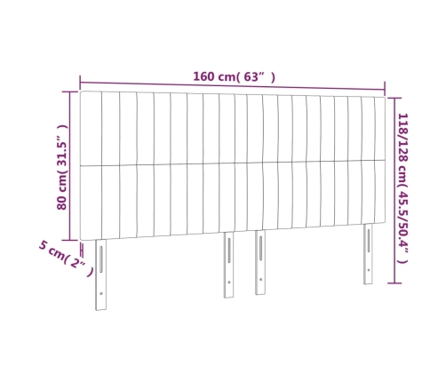 vidaXL Cabeceros 4 unidades de terciopelo gris claro 80x5x78/88 cm