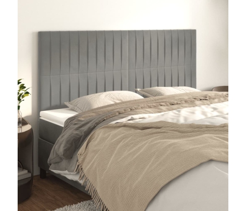 vidaXL Cabeceros 4 unidades de terciopelo gris claro 80x5x78/88 cm