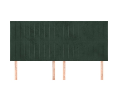 Cabeceros 4 unidades de terciopelo verde oscuro 80x5x78/88 cm