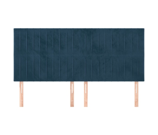 Cabeceros 4 unidades de terciopelo azul oscuro 80x5x78/88 cm