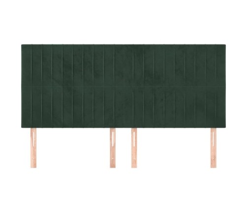 Cabeceros 4 unidades de terciopelo verde oscuro 90x5x78/88 cm