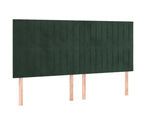 Cabeceros 4 unidades de terciopelo verde oscuro 100x5x78/88 cm