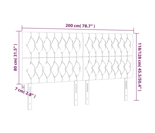 vidaXL Cabeceros 4 unidades de tela negro 100x7x78/88 cm