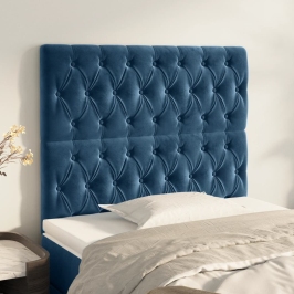 Cabeceros 2 unidades de terciopelo azul oscuro 90x7x78/88 cm