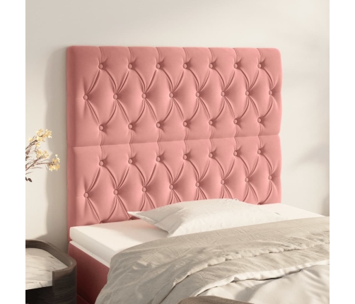 vidaXL Cabeceros 2 unidades de terciopelo rosa 90x7x78/88 cm