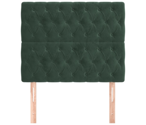 Cabeceros 2 unidades de terciopelo verde oscuro 100x7x78/88 cm