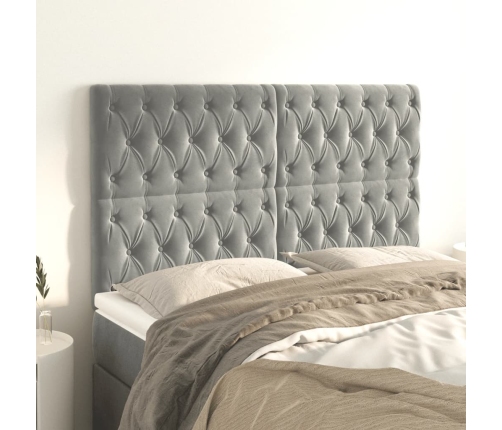 vidaXL Cabeceros 4 unidades terciopelo gris claro 72x7x78/88 cm