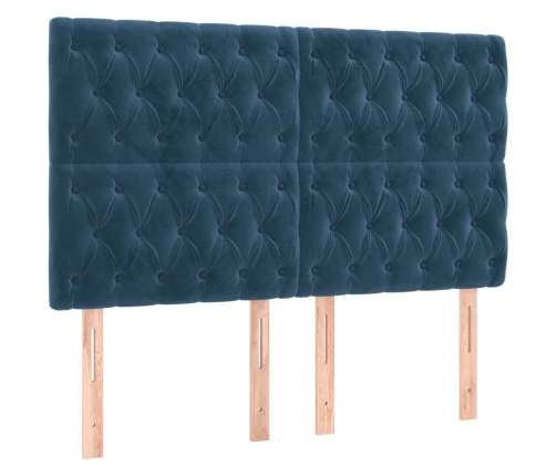 vidaXL Cabeceros 4 unidades terciopelo azul oscuro 72x7x78/88 cm