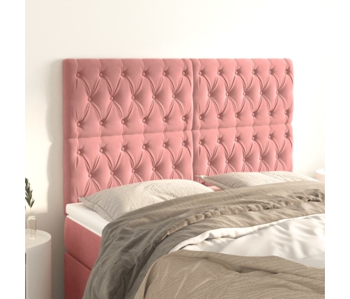 vidaXL Cabeceros 4 unidades de terciopelo rosa 72x7x78/88 cm