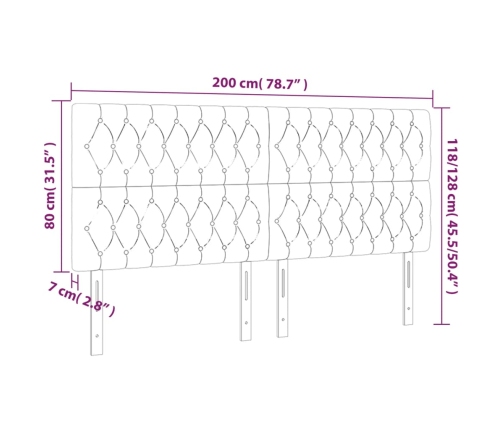 vidaXL Cabeceros 4 unidades de terciopelo negro 100x7x78/88 cm