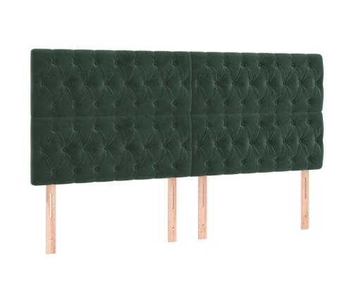 vidaXL Cabeceros 4 unidades de terciopelo verde oscuro 100x7x78/88 cm