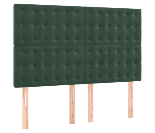 Cabeceros 4 unidades terciopelo verde oscuro 72x5x78/88 cm