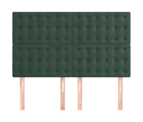 Cabeceros 4 unidades terciopelo verde oscuro 72x5x78/88 cm