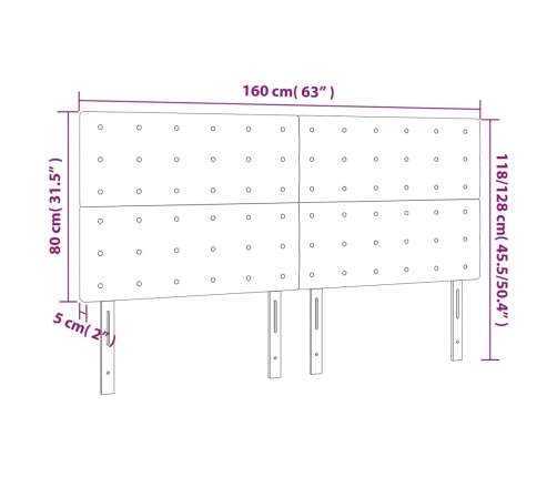 vidaXL Cabeceros 4 unidades de terciopelo rosa 80x5x78/88 cm