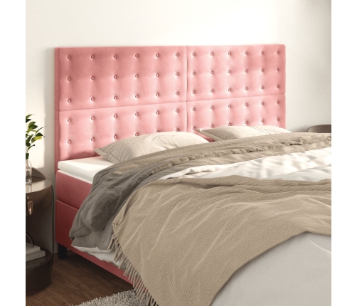 vidaXL Cabeceros 4 unidades de terciopelo rosa 80x5x78/88 cm