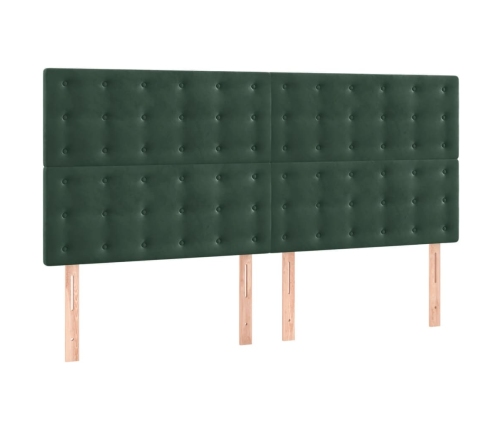 Cabeceros 4 unidades de terciopelo verde oscuro 100x5x78/88 cm