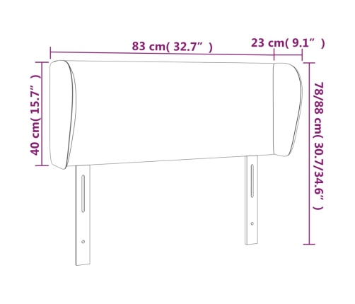 Cabecero de tela negro 83x23x78/88 cm