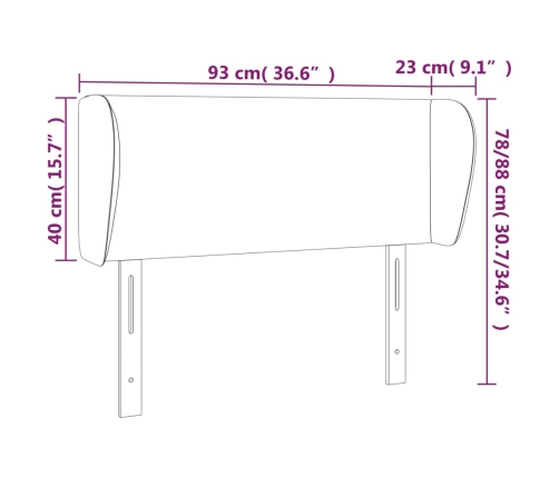 Cabecero de tela color crema 93x23x78/88 cm