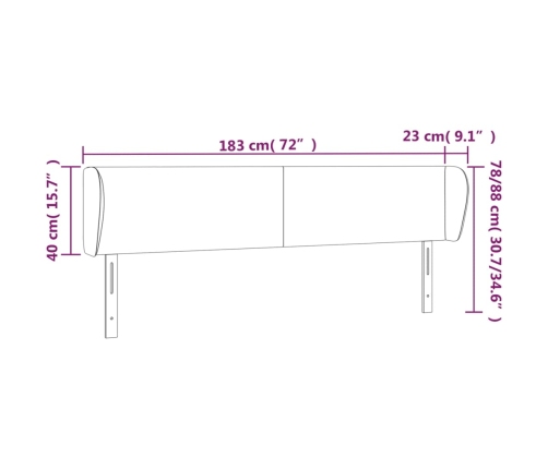 Cabecero de tela gris claro 183x23x78/88 cm