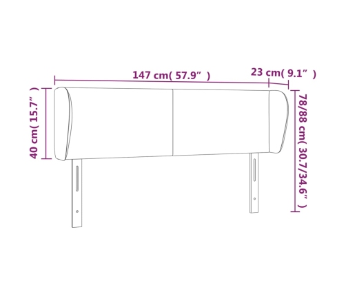 Cabecero de cuero sintético blanco 147x23x78/88 cm