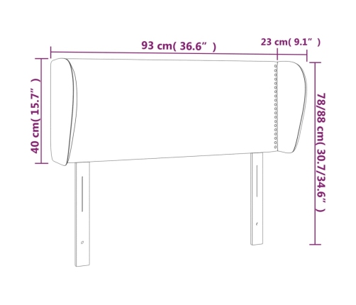 vidaXL Cabecero de tela negro 93x23x78/88 cm