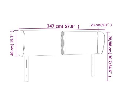 vidaXL Cabecero de tela gris claro 147x23x78/88 cm