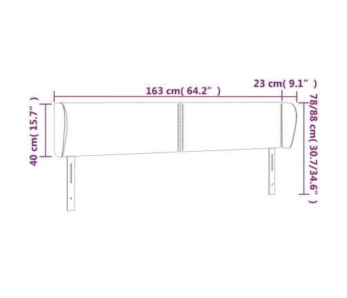 Cabecero de tela color crema 163x23x78/88 cm