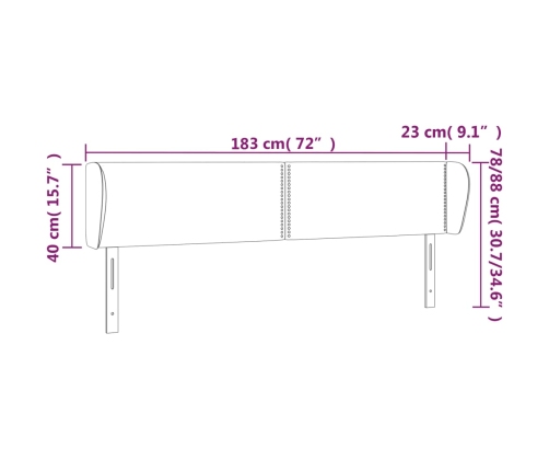 vidaXL Cabecero de tela color crema 183x23x78/88 cm