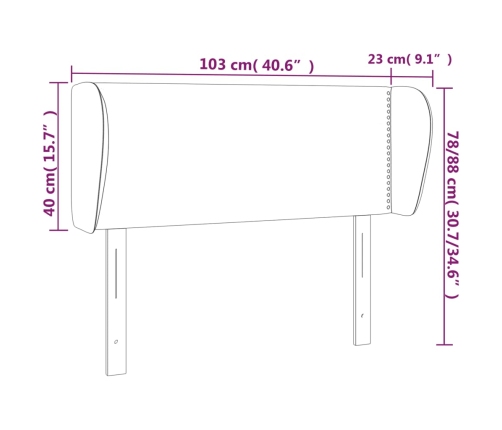 Cabecero de cuero sintético negro 103x23x78/88 cm