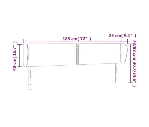 vidaXL Cabecero de cuero sintético negro 183x23x78/88 cm