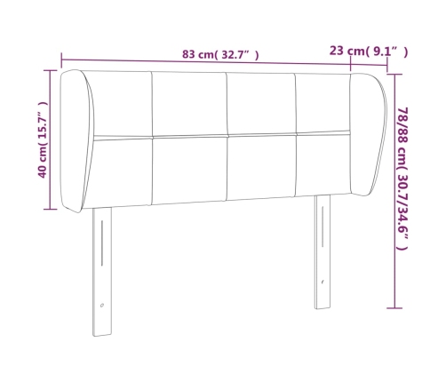 Cabecero de tela negro 83x23x78/88 cm