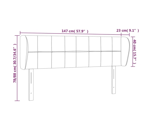 vidaXL Cabecero de tela color crema 147x23x78/88 cm