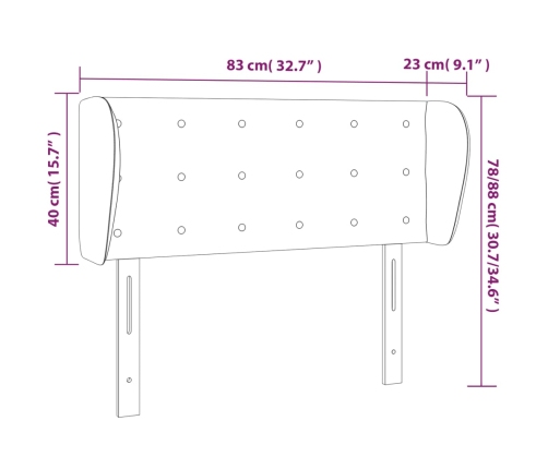 Cabecero de cuero sintético negro 83x23x78/88 cm