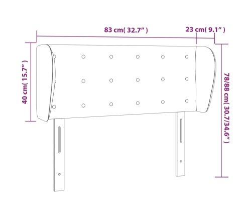 Cabecero de cuero sintético blanco 83x23x78/88 cm