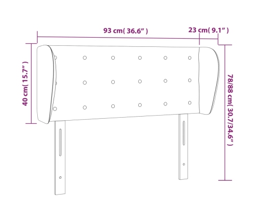 Cabecero de cuero sintético color crema 93x23x78/88 cm