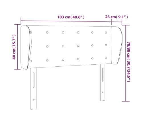 Cabecero de cuero sintético blanco 103x23x78/88 cm