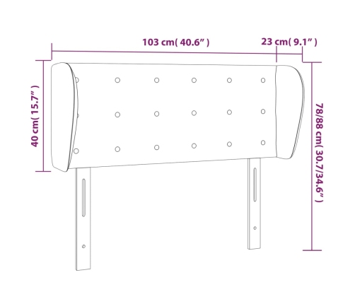 Cabecero de cuero sintético color crema 103x23x78/88 cm