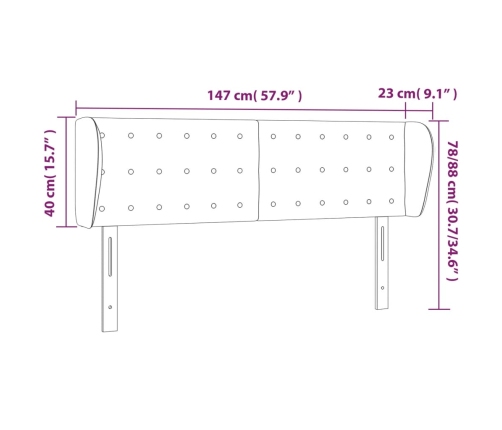 Cabecero de cuero sintético blanco 147x23x78/88 cm