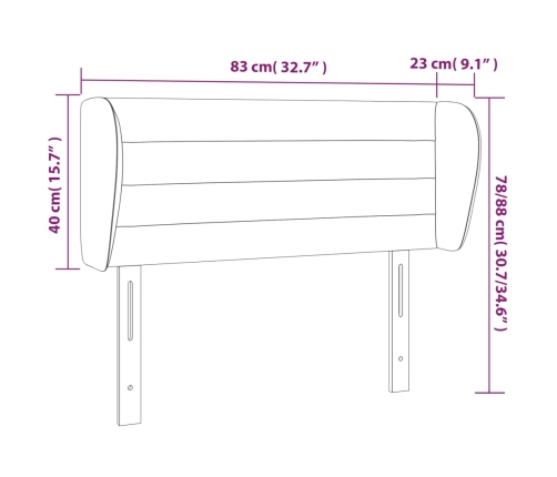 Cabecero de tela color crema 83x23x78/88 cm